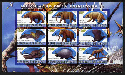 Djibouti 2011 Prehistoric Animals #3 imperf sheetlet containing 9 values unmounted mint