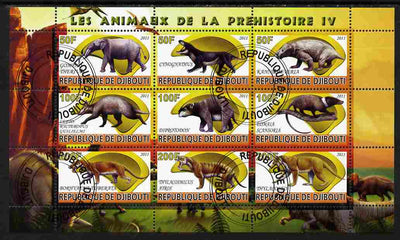 Djibouti 2011 Prehistoric Animals #4 perf sheetlet containing 9 values fine cto used