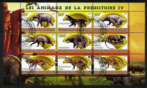 Djibouti 2011 Prehistoric Animals #4 perf sheetlet containing 9 values fine cto used