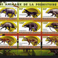 Djibouti 2011 Prehistoric Animals #4 perf sheetlet containing 9 values unmounted mint
