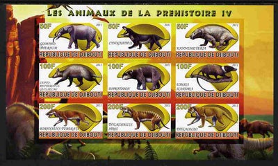 Djibouti 2011 Prehistoric Animals #4 imperf sheetlet containing 9 values unmounted mint