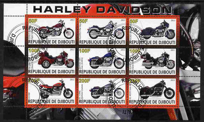 Djibouti 2011 Harley Davidson Motorcycles perf sheetlet containing 9 values fine cto used
