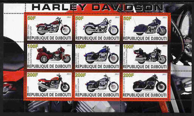 Djibouti 2011 Harley Davidson Motorcycles perf sheetlet containing 9 values unmounted mint