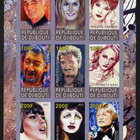 Djibouti 2011 French Music Stars imperf sheetlet containing 9 values unmounted mint