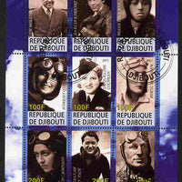 Djibouti 2011 Famous Aviators #1 perf sheetlet containing 9 values fine cto used