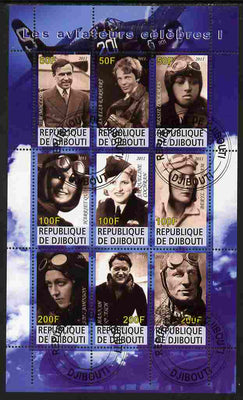 Djibouti 2011 Famous Aviators #1 perf sheetlet containing 9 values fine cto used