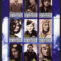 Djibouti 2011 Famous Aviators #1 perf sheetlet containing 9 values unmounted mint