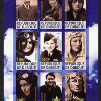 Djibouti 2011 Famous Aviators #1 imperf sheetlet containing 9 values unmounted mint