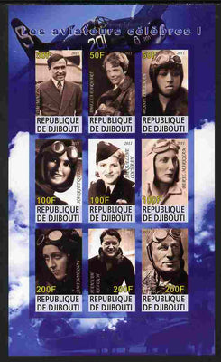 Djibouti 2011 Famous Aviators #1 imperf sheetlet containing 9 values unmounted mint