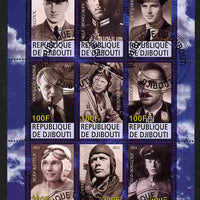 Djibouti 2011 Famous Aviators #2 perf sheetlet containing 9 values fine cto used
