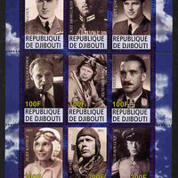 Djibouti 2011 Famous Aviators #2 perf sheetlet containing 9 values unmounted mint