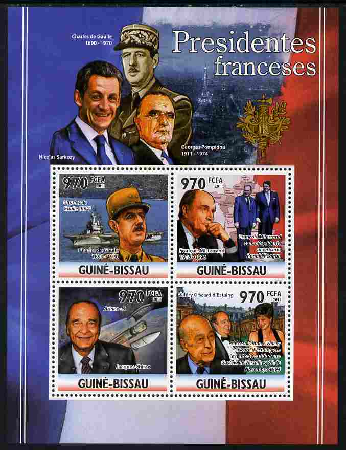 Guinea - Bissau 2011 French Presidents perf sheetlet containing 4 values unmounted mint Michel 5313-16