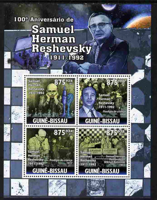 Guinea - Bissau 2011 100th Birth Anniversary of Samuel Reshevsky (chess) perf sheetlet containing 4 values unmounted mint Michel 5288-91