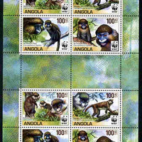 Angola 2011 WWF - Endangered Monkeys perf sheetlet containing 8 values (2 sets of 4) unmounted mint