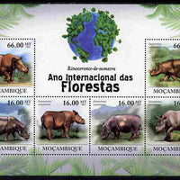 Mozambique 2011 International Year of the Forest - Rhinoceros perf sheetlet containing 6 values unmounted mint, Michel 4385-90