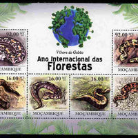 Mozambique 2011 International Year of the Forest - Snakes perf sheetlet containing 6 values unmounted mint, Michel 4328-33