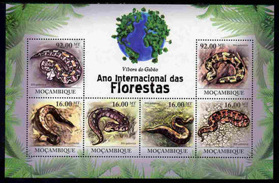 Mozambique 2011 International Year of the Forest - Snakes perf sheetlet containing 6 values unmounted mint, Michel 4328-33