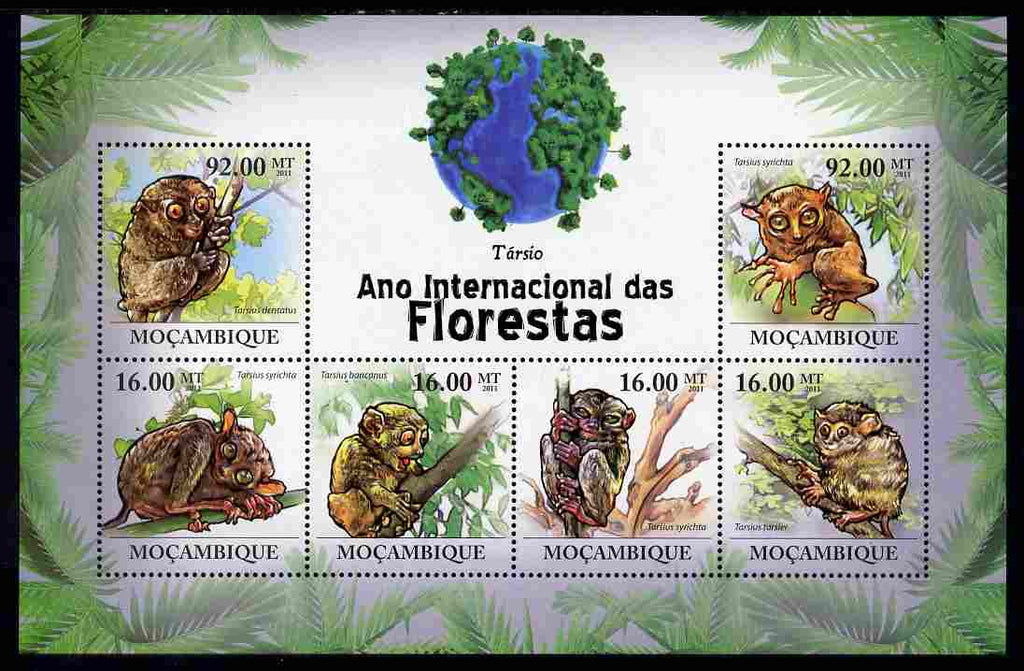 Mozambique 2011 International Year of the Forest - Tarsiers perf sheetlet containing 6 values unmounted mint, Michel 4439-44