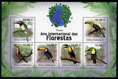 Mozambique 2011 International Year of the Forest - Toucans perf sheetlet containing 6 values unmounted mint, Michel 4354-59