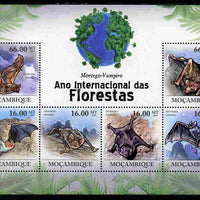 Mozambique 2011 International Year of the Forest - Vampire Bats perf sheetlet containing 6 values unmounted mint, Michel 4391-96