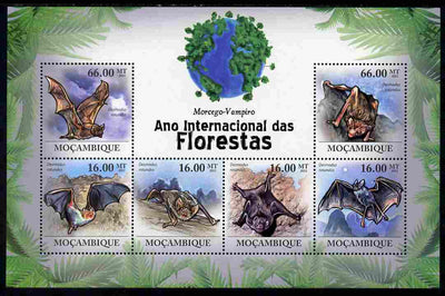 Mozambique 2011 International Year of the Forest - Vampire Bats perf sheetlet containing 6 values unmounted mint, Michel 4391-96