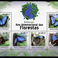 Mozambique 2011 International Year of the Forest - Butterflies perf sheetlet containing 6 values unmounted mint, Michel 4264-69