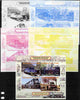 Ivory Coast 2011 Railways - Trains of South America sheetlet containing 4 values - the set of 5 imperf progressive proofs comprising the 4 individual colours plus all 4-colour composite, unmounted mint