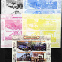 Ivory Coast 2011 Railways - Trains of South America sheetlet containing 4 values - the set of 5 imperf progressive proofs comprising the 4 individual colours plus all 4-colour composite, unmounted mint