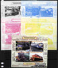 Ivory Coast 2011 Railways - Trains of Australasia sheetlet containing 4 values - the set of 5 imperf progressive proofs comprising the 4 individual colours plus all 4-colour composite, unmounted mint