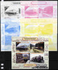 Ivory Coast 2011 Railways - Trains of Europe sheetlet containing 4 values - the set of 5 imperf progressive proofs comprising the 4 individual colours plus all 4-colour composite, unmounted mint