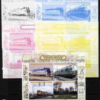 Ivory Coast 2011 Railways - Trains of Asia sheetlet containing 4 values - the set of 5 imperf progressive proofs comprising the 4 individual colours plus all 4-colour composite, unmounted mint