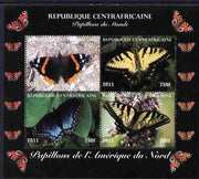Central African Republic 2011 Butterflies of the World - North America perf sheetlet containing 4 values unmounted mint. Note this item is privately produced and is offered purely on its thematic appeal