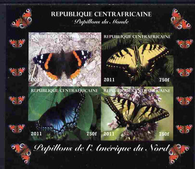 Central African Republic 2011 Butterflies of the World - North America imperf sheetlet containing 4 values unmounted mint. Note this item is privately produced and is offered purely on its thematic appeal, it has no postal validity