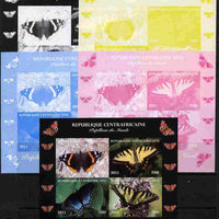 Central African Republic 2011 Butterflies of the World - North America sheetlet containing 4 values - the set of 5 imperf progressive proofs comprising the 4 individual colours plus all 4-colour composite, unmounted mint