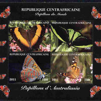 Central African Republic 2011 Butterflies of the World - Australasia perf sheetlet containing 4 values unmounted mint. Note this item is privately produced and is offered purely on its thematic appeal
