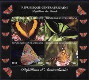 Central African Republic 2011 Butterflies of the World - Australasia perf sheetlet containing 4 values unmounted mint. Note this item is privately produced and is offered purely on its thematic appeal
