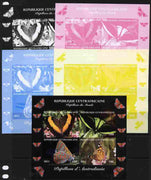 Central African Republic 2011 Butterflies of the World - Australasia sheetlet containing 4 values - the set of 5 imperf progressive proofs comprising the 4 individual colours plus all 4-colour composite, unmounted mint