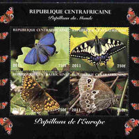 Central African Republic 2011 Butterflies of the World - Europe perf sheetlet containing 4 values unmounted mint. Note this item is privately produced and is offered purely on its thematic appeal