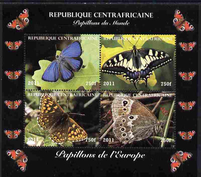 Central African Republic 2011 Butterflies of the World - Europe perf sheetlet containing 4 values unmounted mint. Note this item is privately produced and is offered purely on its thematic appeal