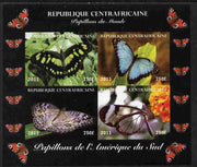 Central African Republic 2011 Butterflies of the World - South America imperf sheetlet containing 4 values unmounted mint. Note this item is privately produced and is offered purely on its thematic appeal, it has no postal validity