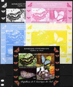 Central African Republic 2011 Butterflies of the World - South America sheetlet containing 4 values - the set of 5 imperf progressive proofs comprising the 4 individual colours plus all 4-colour composite, unmounted mint