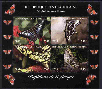 Central African Republic 2011 Butterflies of the World - Africa perf sheetlet containing 4 values unmounted mint. Note this item is privately produced and is offered purely on its thematic appeal
