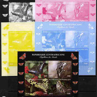 Central African Republic 2011 Butterflies of the World - Africa sheetlet containing 4 values - the set of 5 imperf progressive proofs comprising the 4 individual colours plus all 4-colour composite, unmounted mint