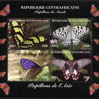 Central African Republic 2011 Butterflies of the World - Asia perf sheetlet containing 4 values unmounted mint. Note this item is privately produced and is offered purely on its thematic appeal