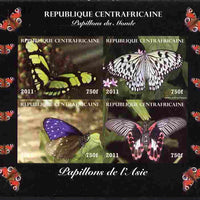 Central African Republic 2011 Butterflies of the World - Asia imperf sheetlet containing 4 values unmounted mint. Note this item is privately produced and is offered purely on its thematic appeal, it has no postal validity