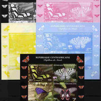 Central African Republic 2011 Butterflies of the World - Asia sheetlet containing 4 values - the set of 5 imperf progressive proofs comprising the 4 individual colours plus all 4-colour composite, unmounted mint