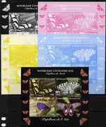 Central African Republic 2011 Butterflies of the World - Asia sheetlet containing 4 values - the set of 5 imperf progressive proofs comprising the 4 individual colours plus all 4-colour composite, unmounted mint