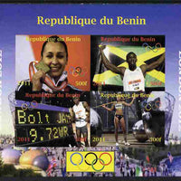 Benin 2011 London 2012 Olympics - Athletics (Jessica Ennis & Eugene Bolt) imperf sheetlet containing 4 values unmounted mint. Note this item is privately produced and is offered purely on its thematic appeal