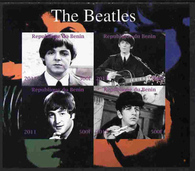 Benin 2011 The Beatles imperf sheetlet containing 4 values unmounted mint. Note this item is privately produced and is offered purely on its thematic appeal