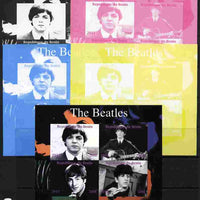 Benin 2011 The Beatles sheetlet containing 4 values - the set of 5 imperf progressive proofs comprising the 4 individual colours plus all 4-colour composite, unmounted mint